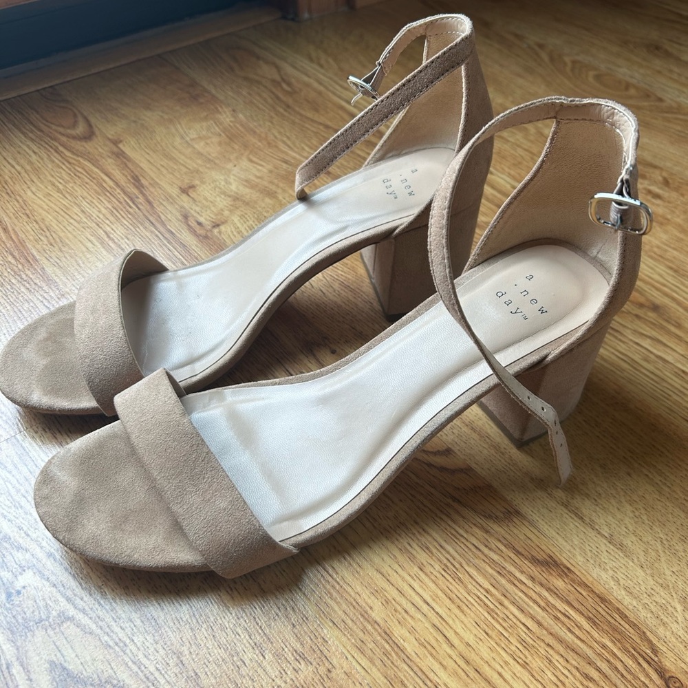 A New Day high heel tan sandals size 9W